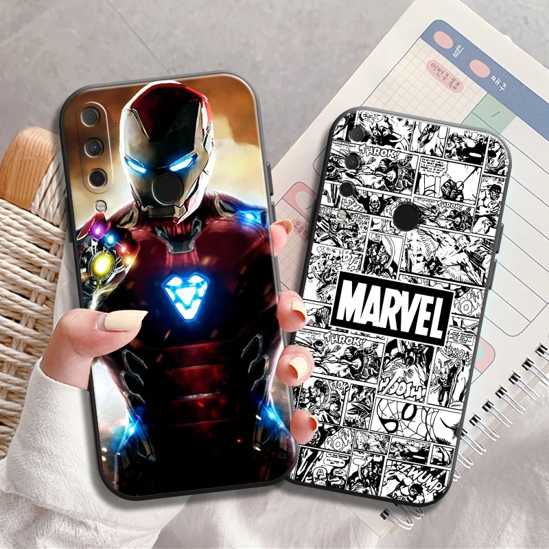

USA Marvel Comics Phone Case For HUAWEI Honor 8X 9X 9 Lite 9A Original Shell Liquid Silicon Black Protective Carcasa
