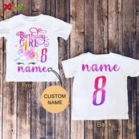 girls unicorn birthday t shirt back print birthday party shirt girl shirt custom name shirt toddler baby 3rd kids summer tee 8st