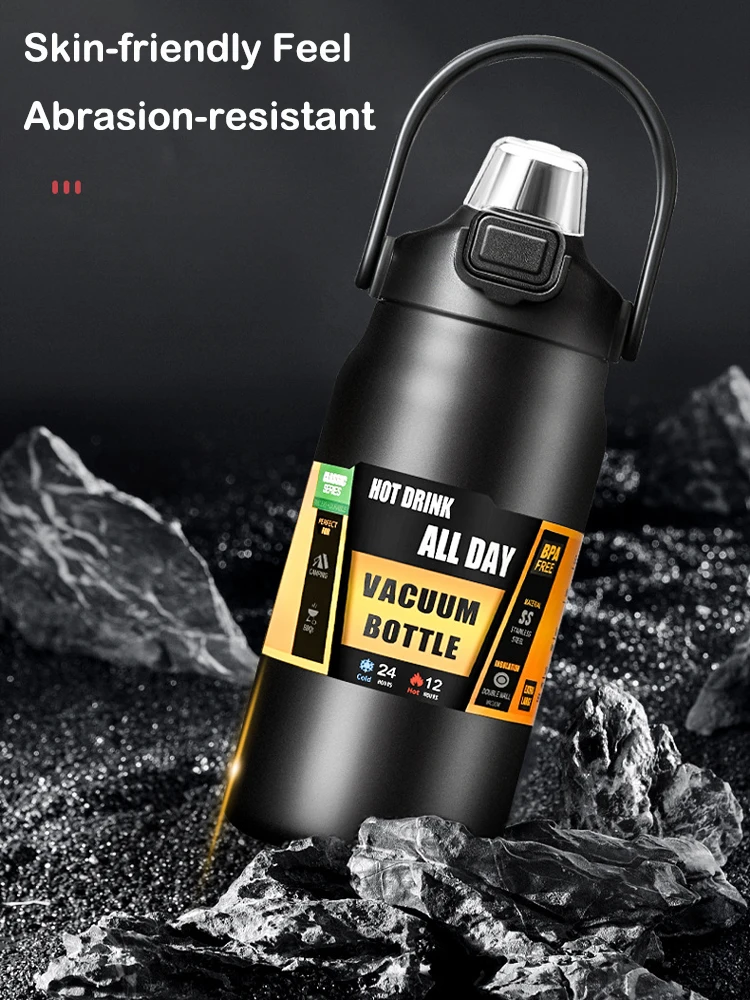 Портативный Уличный Термос Из Нержавеющей Стали 1500 Мл С Соломой Спортивная