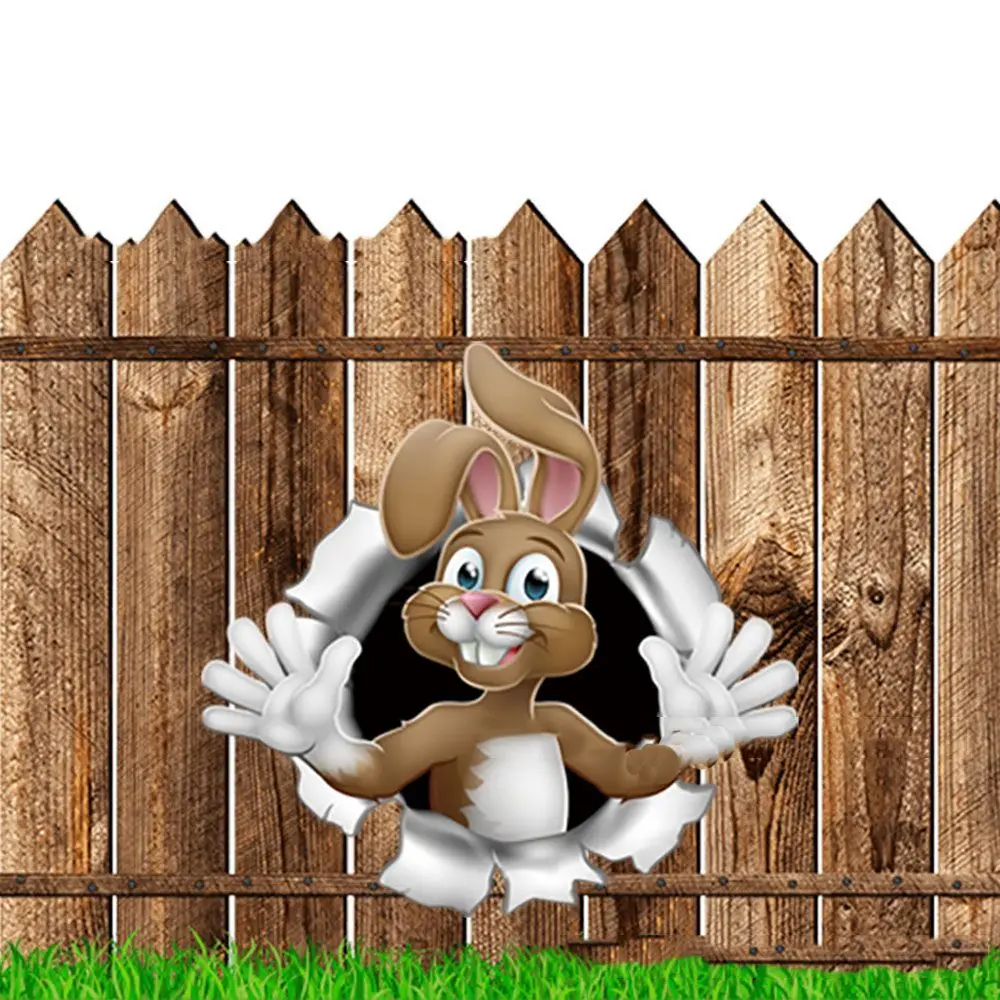 

Милый мультяшный Пасхальный кролик, забор, украшение, фотообои, знаки с клеем для улицы, сада, газона, двора, декоративные украшения