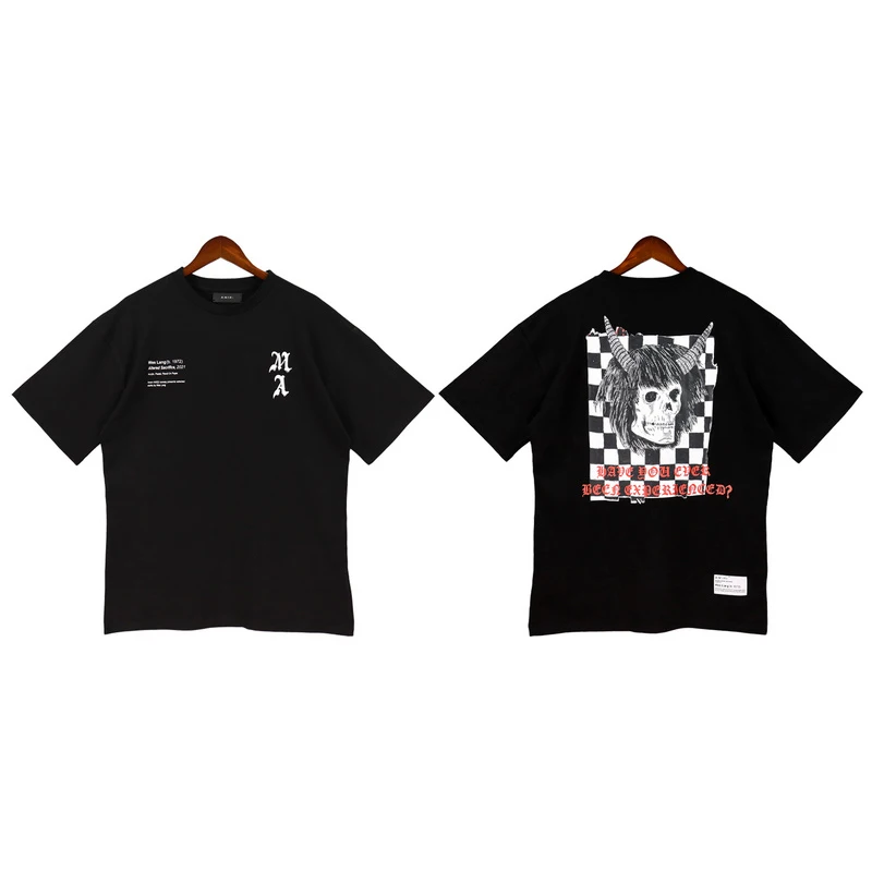 

AMR High Street Fashion Brand American Vintage Letter Simple Foam Printing Summer Short Sleeve T-shirt Slim Fit for Men Women