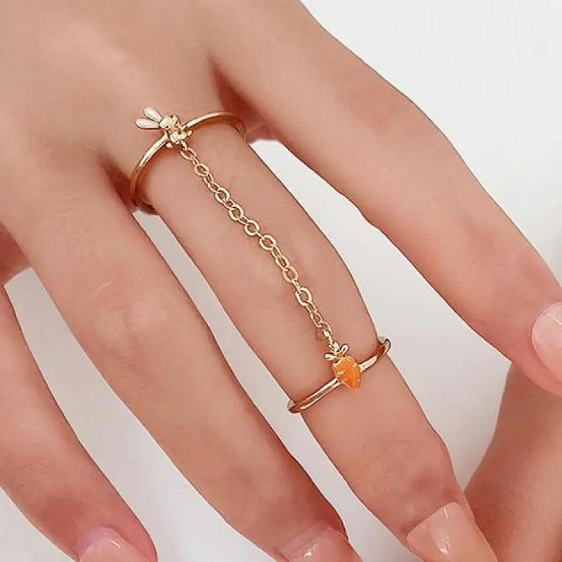 

Chain Fringe Two Finger Ring Jewelry Fashion Star Butterfly Heart Various Design Rings For Women Men Jewellery Anel Bague Gift