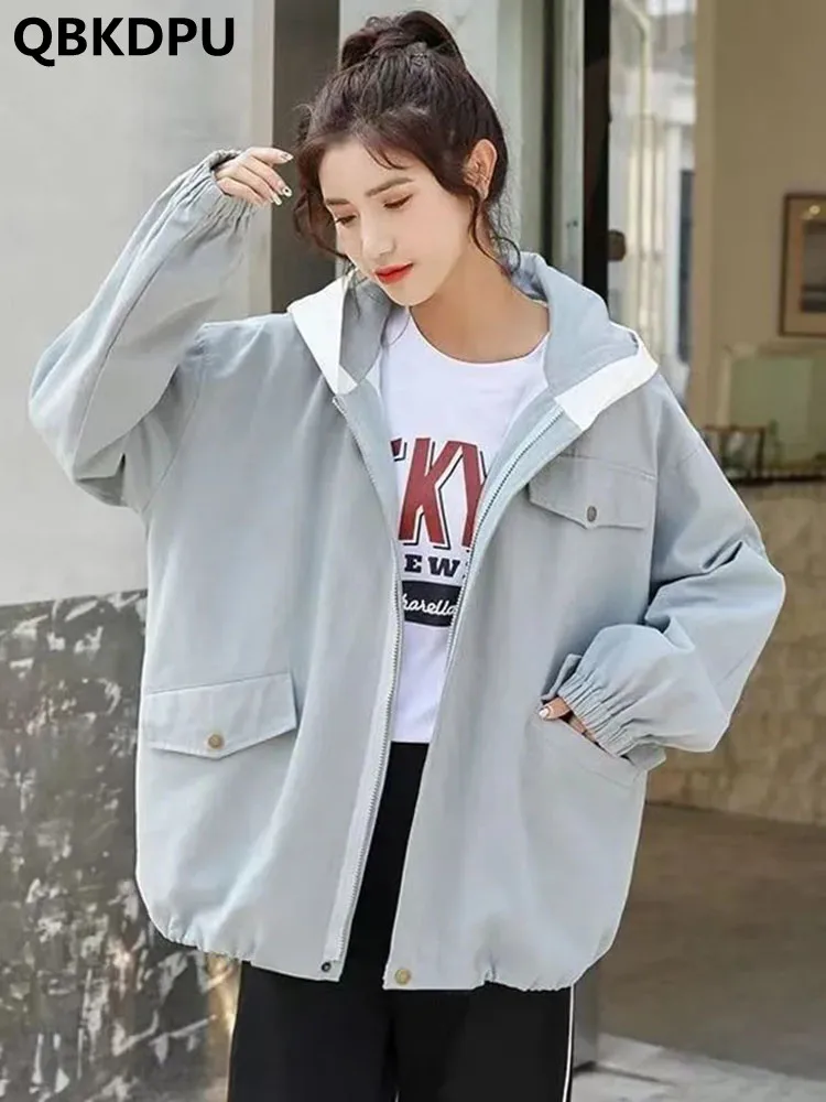 

Loose Hooded Casual Women Jackets Korean Streetwear Coats Fashion Ceketler Spring Fall New Chaquetas Elegant Jaquetas