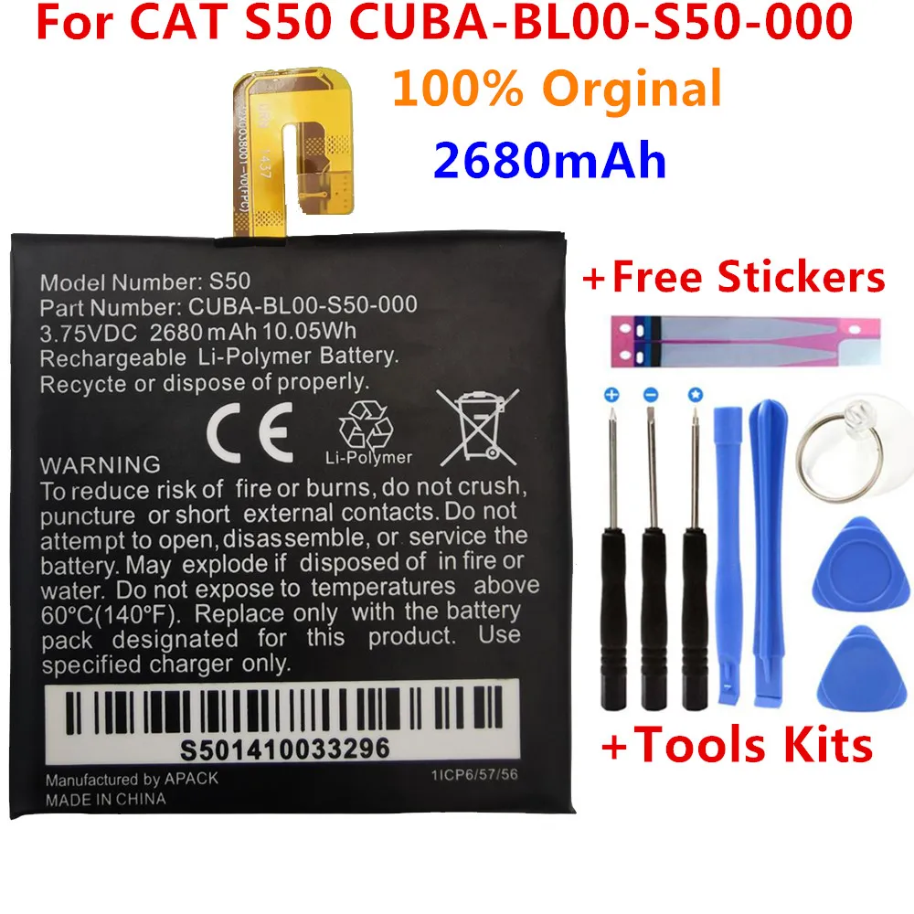 

100% Original 2680mah For Cat S50 CUBA-BL00-S50-000 battery for Caterpillar Cat S50 Mobile Phone batteries+Gift Tools +Stickers