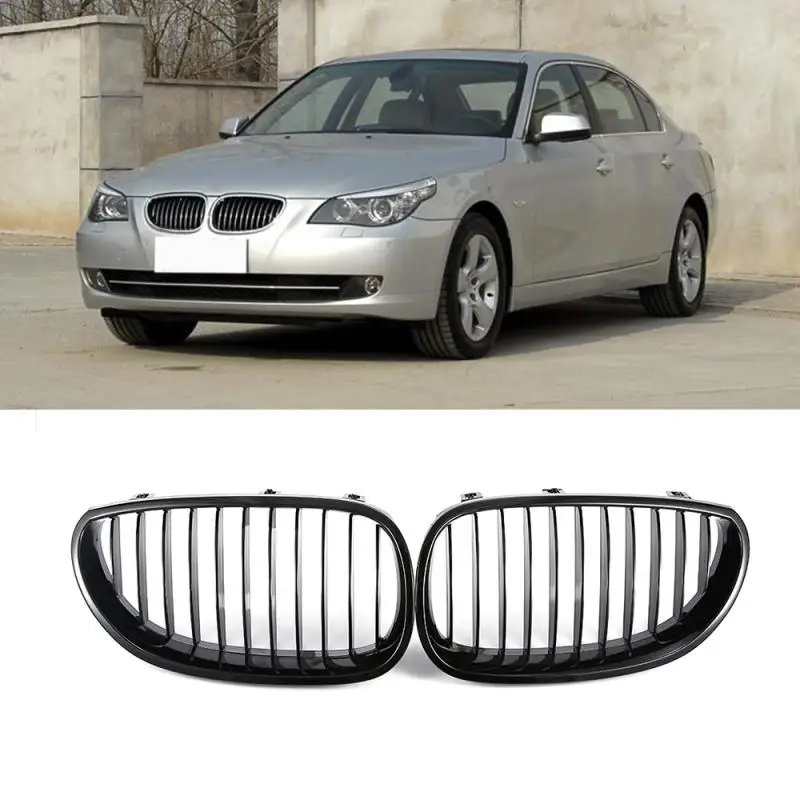 

For BMW E60 E61 520d 520i 523li 04-09 car accessaries Front Wide Kidney Grille Grill Gloss Black Kidney Grille Front Bumper 2pcs