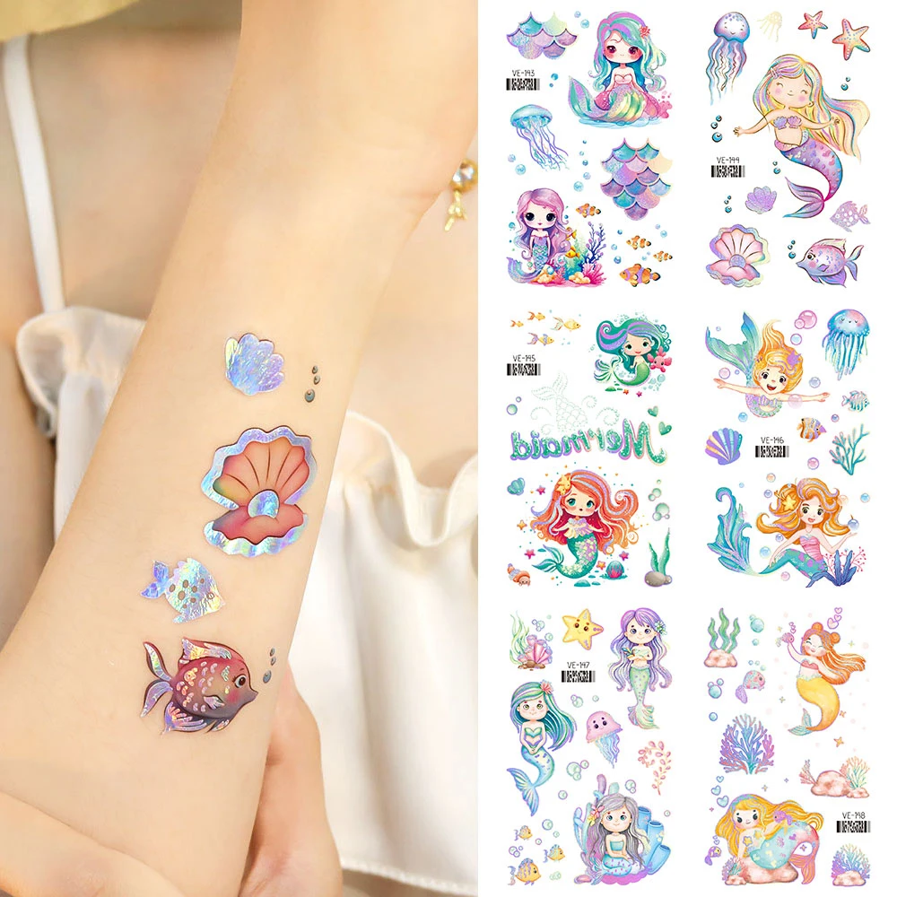 VeeCharm — временная татуировка Русалка с голографическим изменением цвета яркая