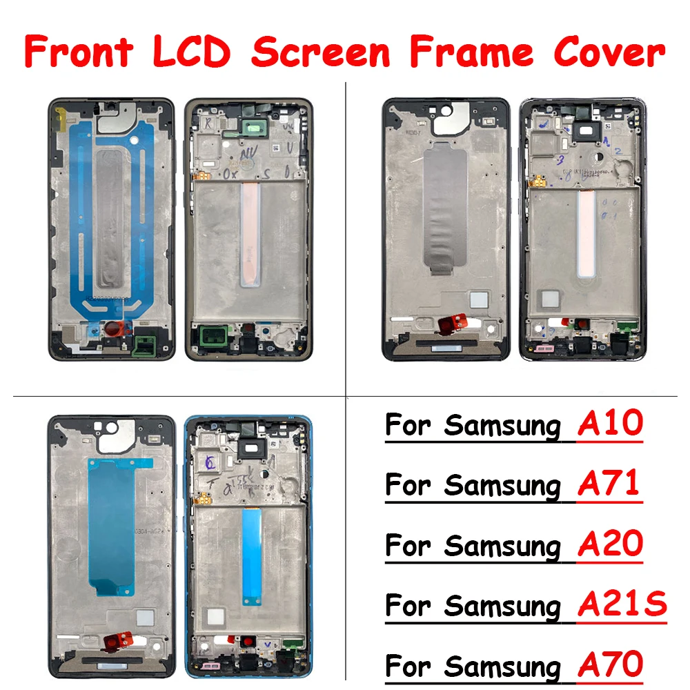 

Front Housing LCD Display Frame For Samsung Galaxy A71 A10 A51 A20 A31 A30 A21S A50 A11 A70 Front LCD Screen Frame Bezel Cover