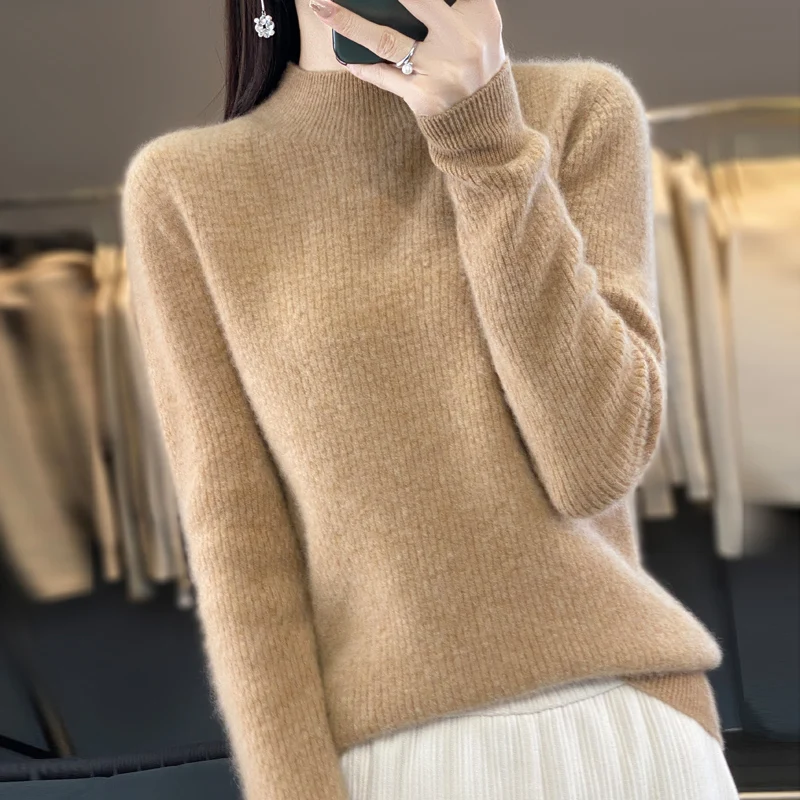 Осень-зима женская водолазка пуловер свитер одежда из 100% мериносовой шерсти