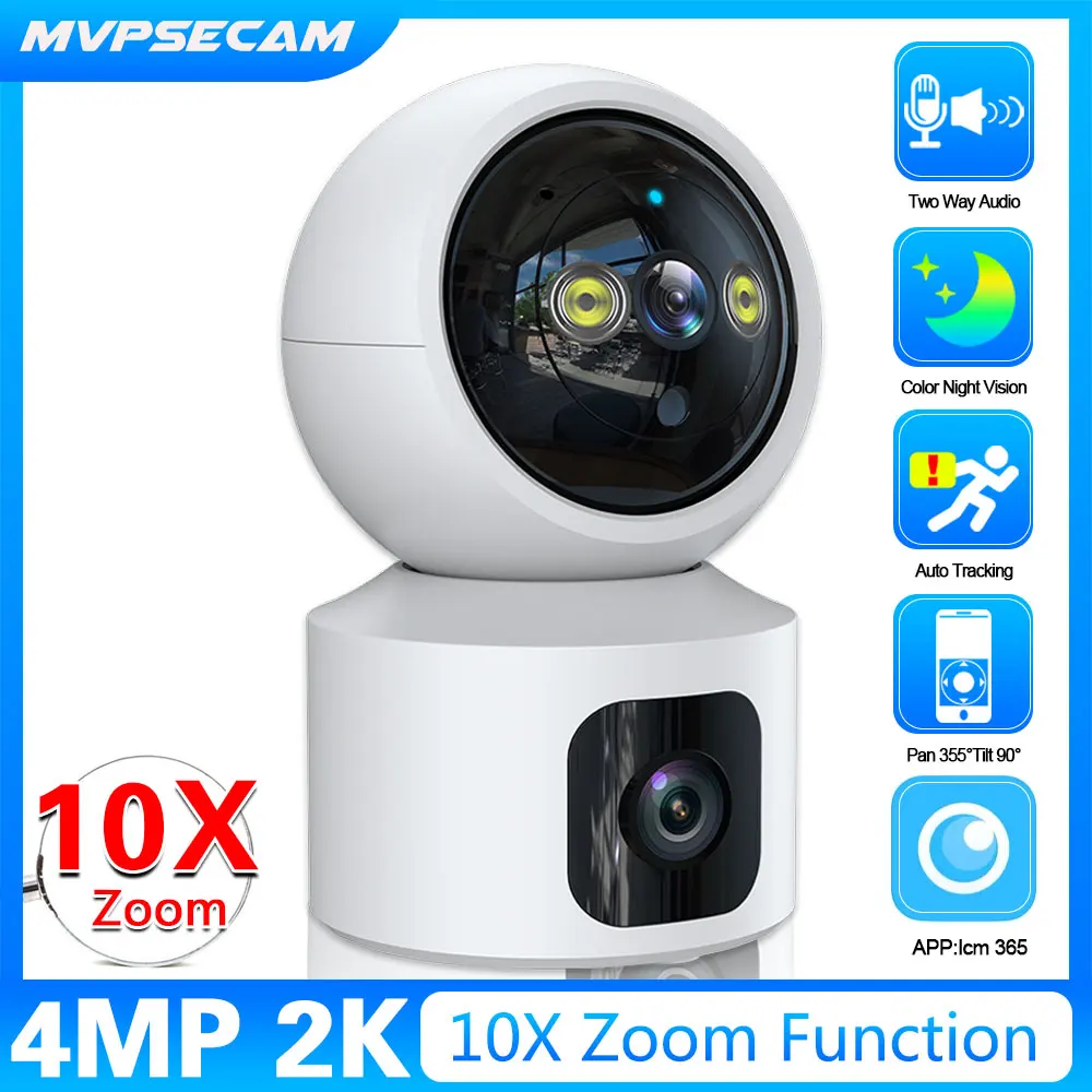

4MP Dual-Lens MINI Baby Monitor PTZ Wifi Camera Indoor Auto Tracking 2Way Audio CCTV Home Security Video Pan Tilt Dome iCam365