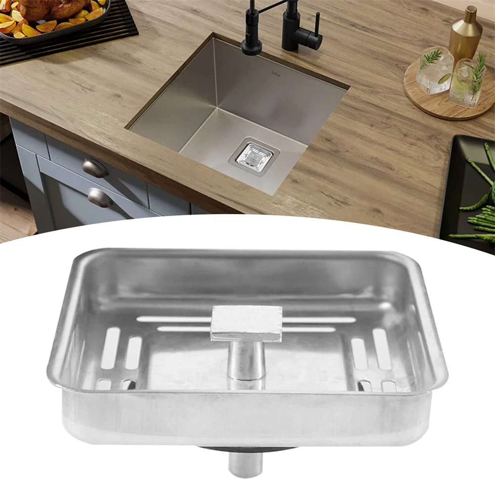 

Square Stainless Steel Kitchen Sink Strainer Drainer Post Stopper Waste Plug Kitchen Accessories Kitchen Sink Plug