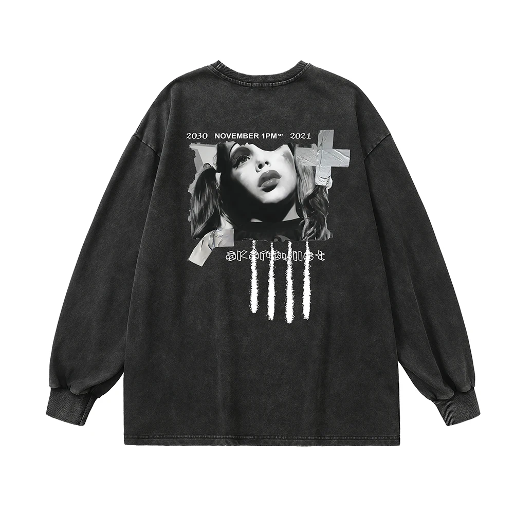 

Vintage Oversized Unisex Long Sleeve T Shirts Gothic Tees Y2k Grunge Clothes Men Hip Hop Streetwear Casual Harajuku Cotton Tops