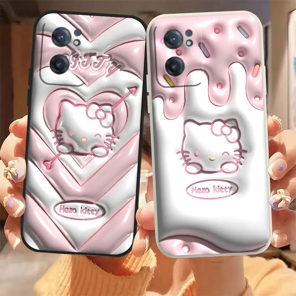 

Cute Funny Hello K-Kitty Phone Case For Oneplus 11 10 9 9R 9RT 8 8T 7 7T ACE 2 2V NORD CE 2 Lite Pro Colour Liquid Case Funda