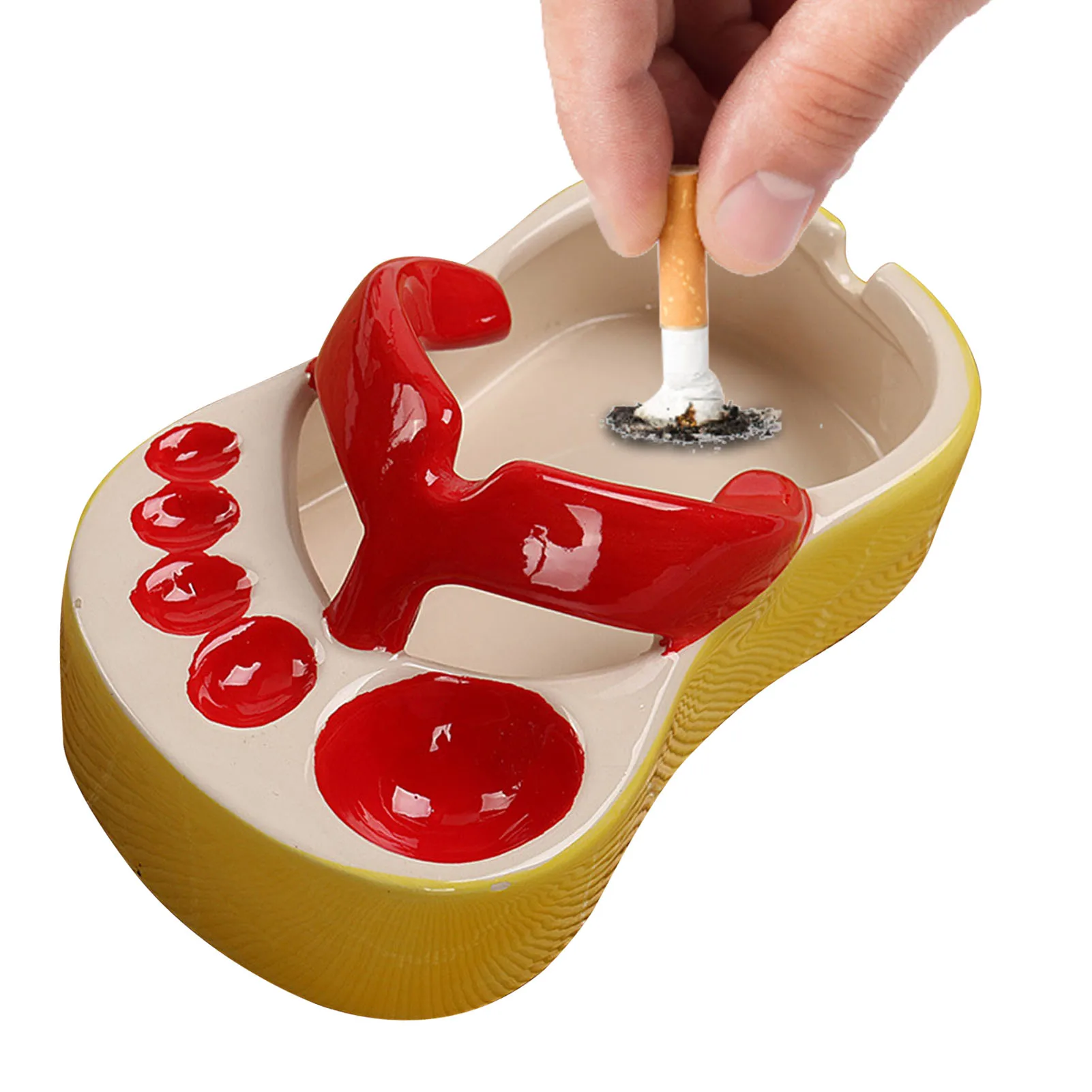 

Ceramic Slipper Plate Funny Ceramic Slippers Mini French Fries Plate Creative 5 Compartments Ashtray Flip-Flops Dishes Plates
