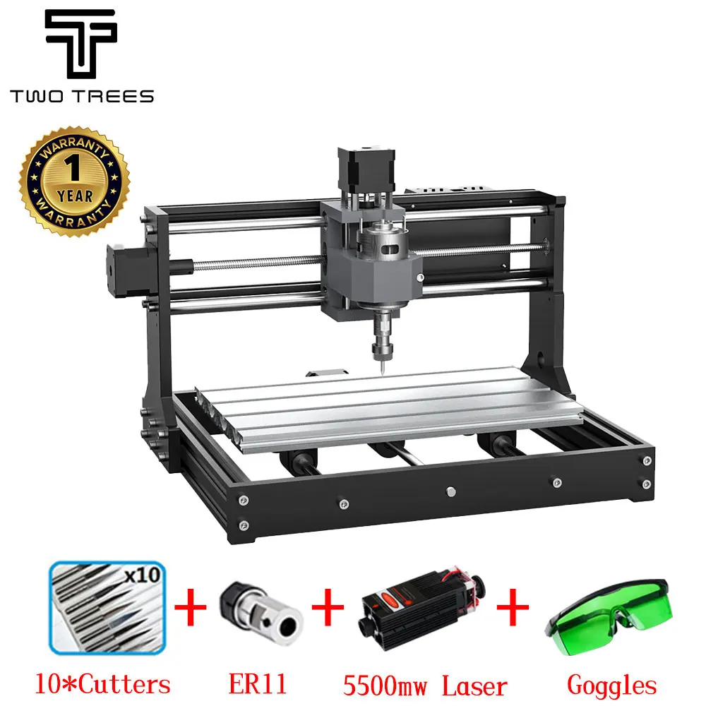 

Фрезерный станок с ЧПУ TWOTREES TTC3018S, мини-лазерный гравер с управлением GRBL, деревообрабатывающий гравировальный станок, инструменты для акрила, металла, ПВХ