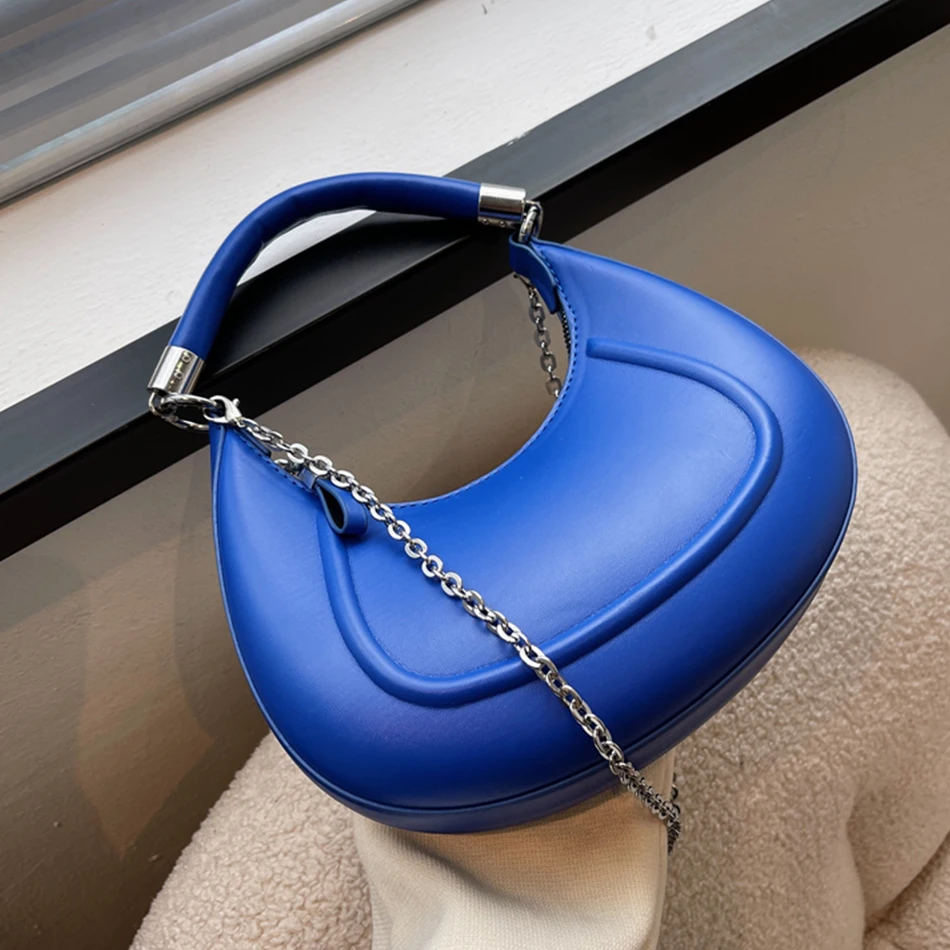 

2022 Spring Fashion Crescent Moon Women's Shoulder Messenger Bag Top Quality PU Leather Chain Tote Luxury Designer Messenger Bag