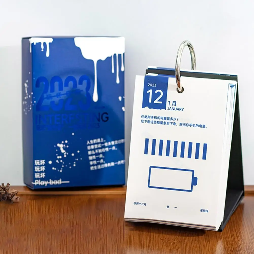 

Press-on Opening Useful 2023 Year Stress Relieve Calendar Desktop Decoration Paper New Year Calendar Interesting for Office