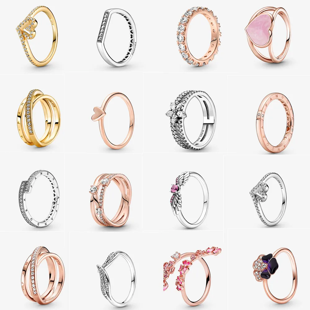2022 Ladies Luxury Rings dly Original Glamour Pandora 925 Sterling Silver Proposal Wedding Couple Ring Gifts