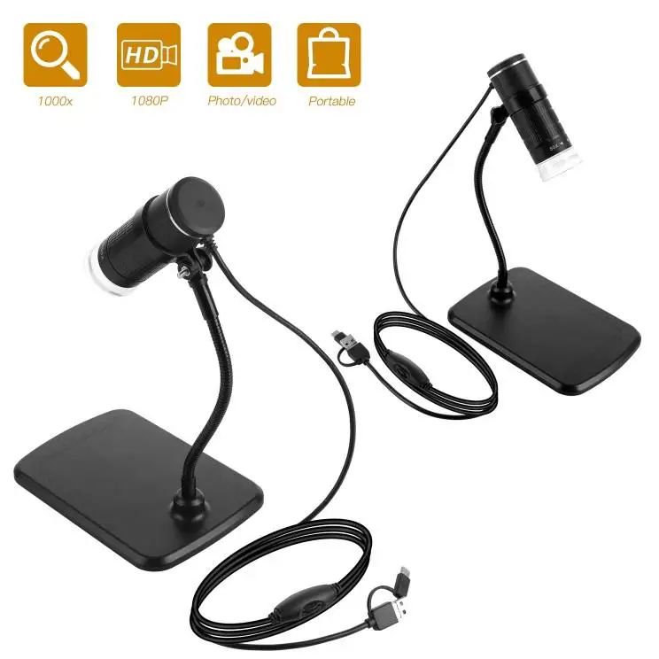 

3-in-1 Usb Digital Microscope Camera Endoscope 8LED Magnifier 360 Degree Rotatable Mobile Phone Microscope With Metal Stand