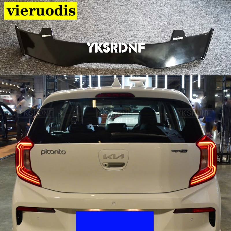 High Quality ABS Material For Kia Picanto/Morning Spoiler Carbon Fiber Look Hatchback Roof Rear Wing Body Kit Accessories