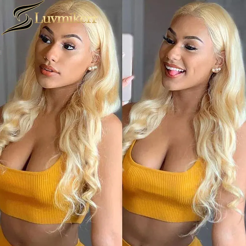 HD Colored 613 Blonde 13x4 Lace Frontal Wig Pre Plucked Brazilian Body Wave Human Hair Wigs Women Can Be Dyed Pink Purple Ginger |