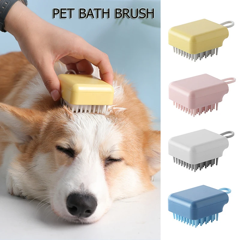 

Pet Bath Brush Cat Dog Massage Brush Silicone Anti-Skid Shampoo Massage Brush Soft Comfortable Dogs Solid Color Grooming Tool