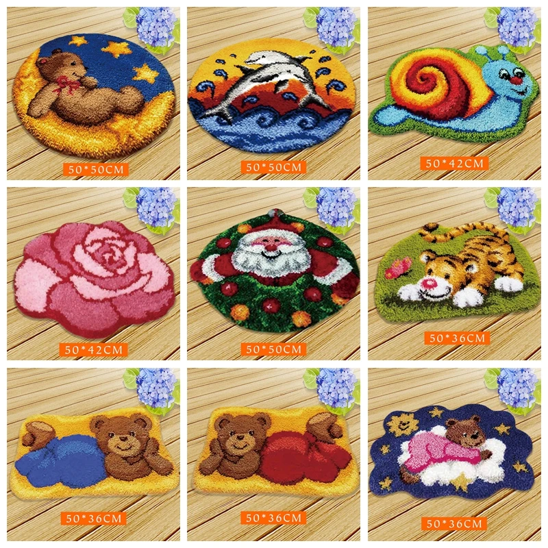 

Cartoon Latch Hook Rug Kits Embroidery Latch Hook Kit Smyrna Package Carpet Animal Embroidery Pillow Knooppakket Cross Stitch
