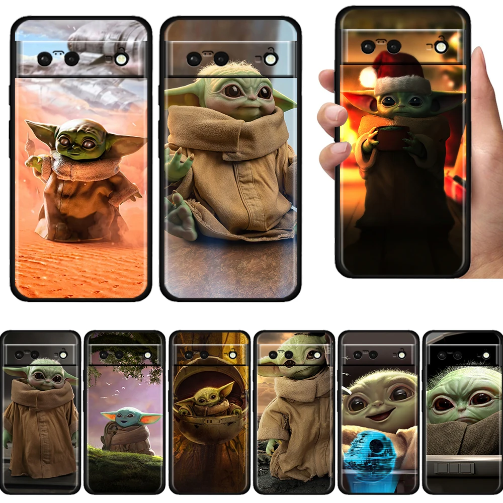 

Star wars Yoda Baby Mandalorian Shockproof Case for Google Pixel 7 6 Pro 6a 5 5a 4 4a XL 5G Silicone Black Phone Cover