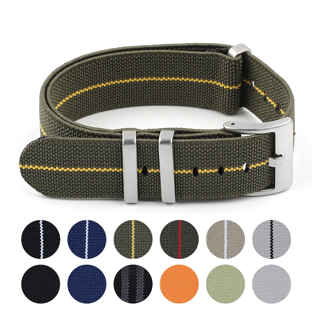 

Trendy Brand Nylon Strap Watch Elastic Belt French Troops Parachute Bag Watchband 18mm 20mm 22mm Military Wristwatch
