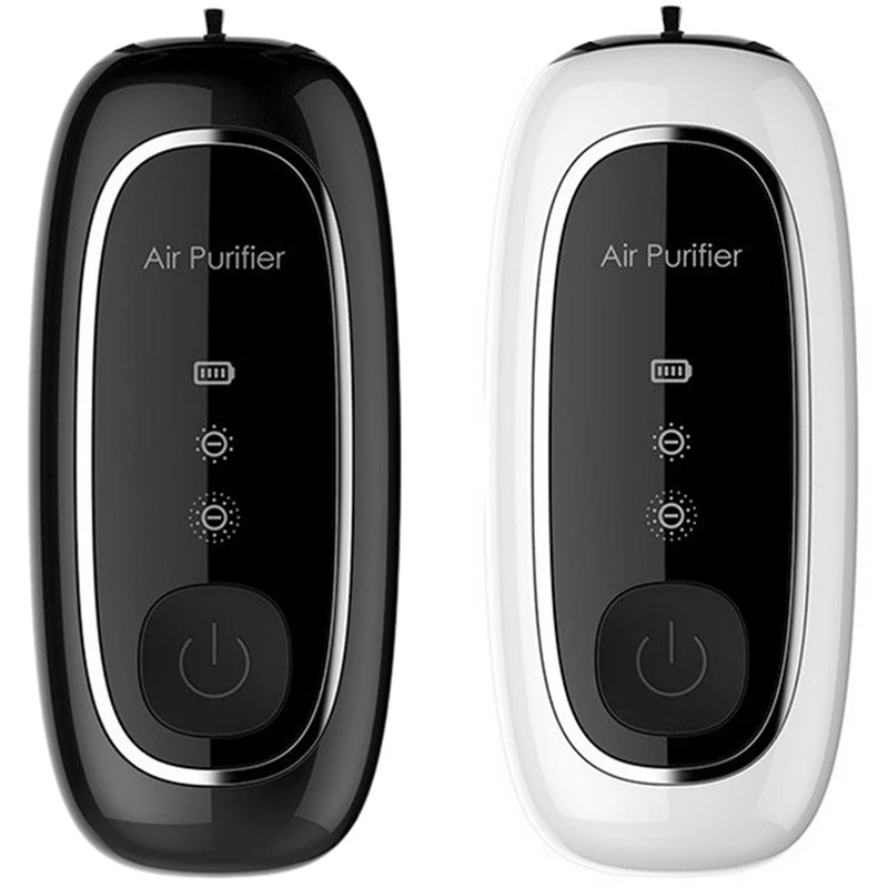 

2Pcs Usb Portable Air Purifier, Personal Hanging Necklace With Negative Ion Air Freshener-No Radiation - Black & White
