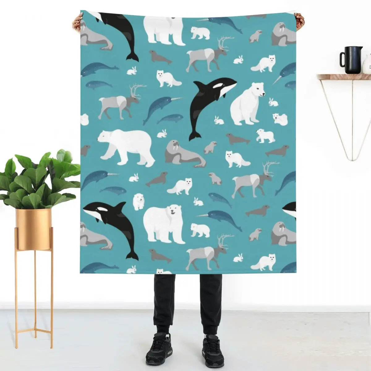 

Одеяло с принтом животных, полярный медведь на кровати, очень теплое покрывало, Роскошное Одеяло удобное одеяло s