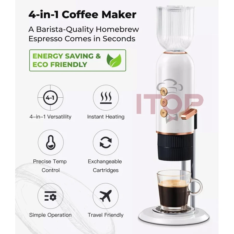 

ITOP 19 Bar Portable Coffee Maker With Ground Coffee Nespresso Capsule Dolce Gusto Capsule Tea 4-In-1 Espresso