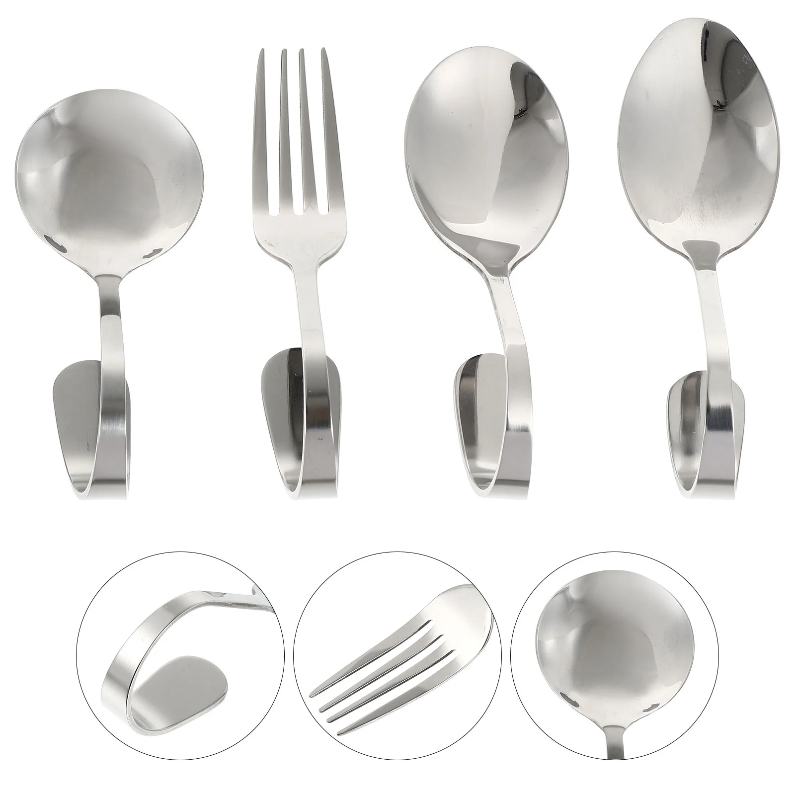 

4pcs Stainless Steel Dessert Spoons Bent Handle Spoons Dessert Spoons (Silver)