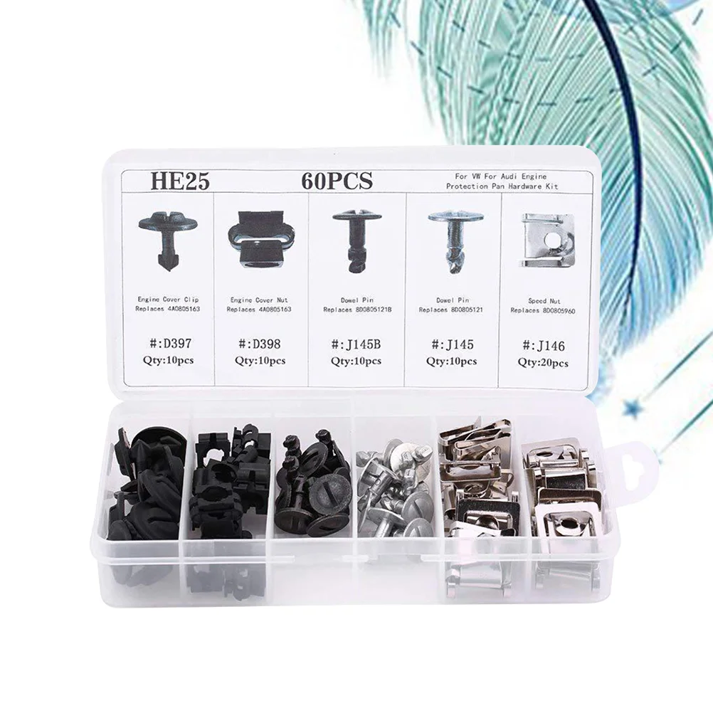 

60pcs Nut Engine Cover Clips Trim Clips Dowel Engine Cover Nut for Car