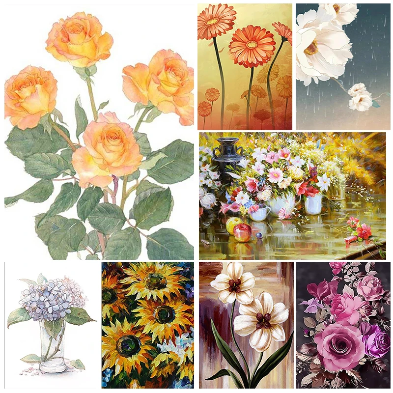 

YOUQU 5d Diamond Painting Flower Mosaic Embroidery Full Square/round Diamond Landscape Home DIY Decorative Art Gifts