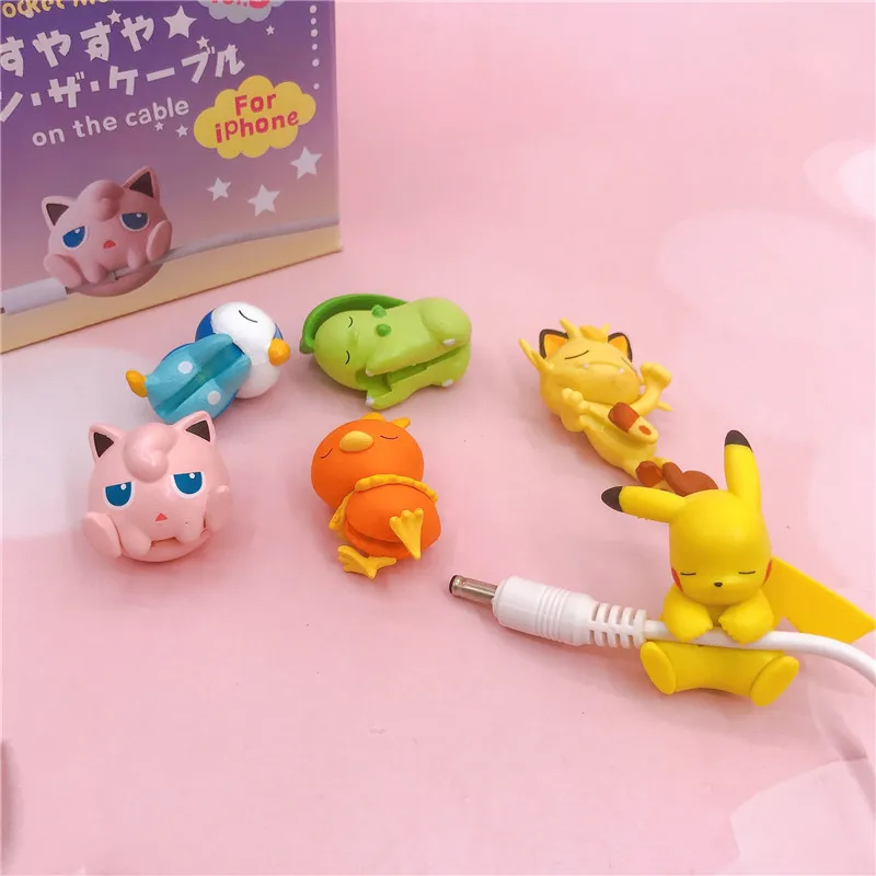 

Pokemon Data Cable Protective Cover Cartoon Anime Figure Pikachu Protect Cases for Phone Accessories Anti-breaking Rope Gift