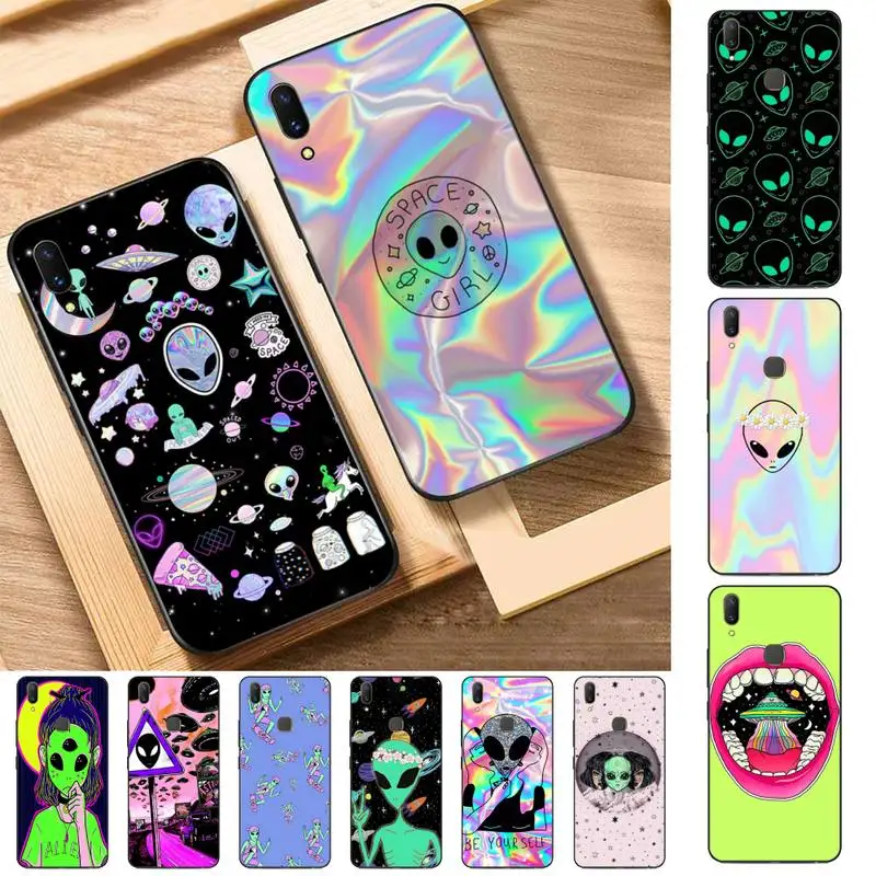

Aesthetics Cartoon alien space Phone Case for Vivo Y91C Y11 17 19 17 67 81 Oppo A9 2020 Realme c3