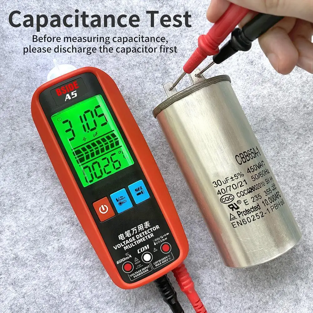 

Bside A5 Digitale Smart Multimeter Profesional Ac Dc Condensator Diode Spanning Wire Hz Live Tester Detectere Stroom Vfc Nc Q9L7