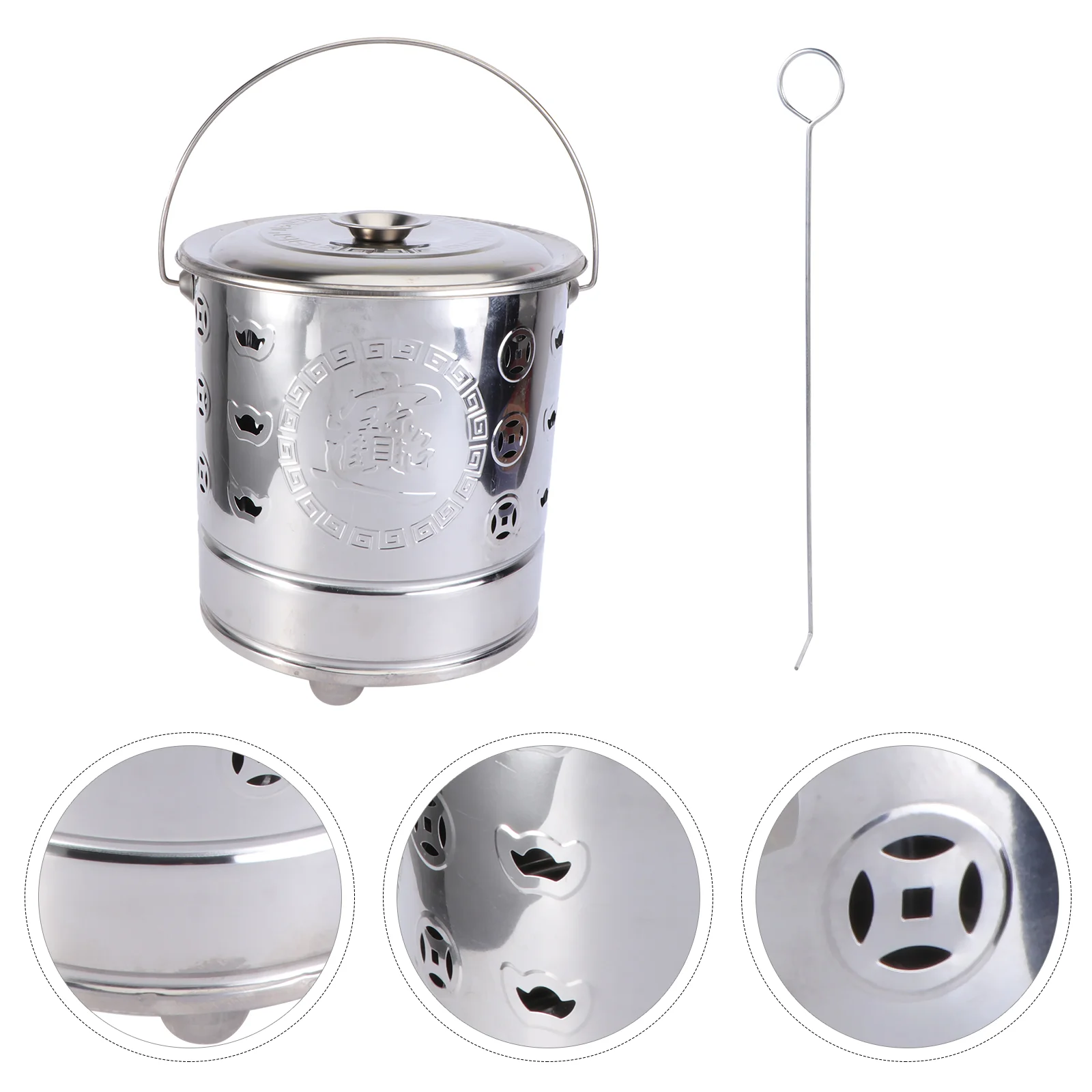 

2pcs Household Furnace Incinerator Stainless Steel Burn for Yard (Silver)