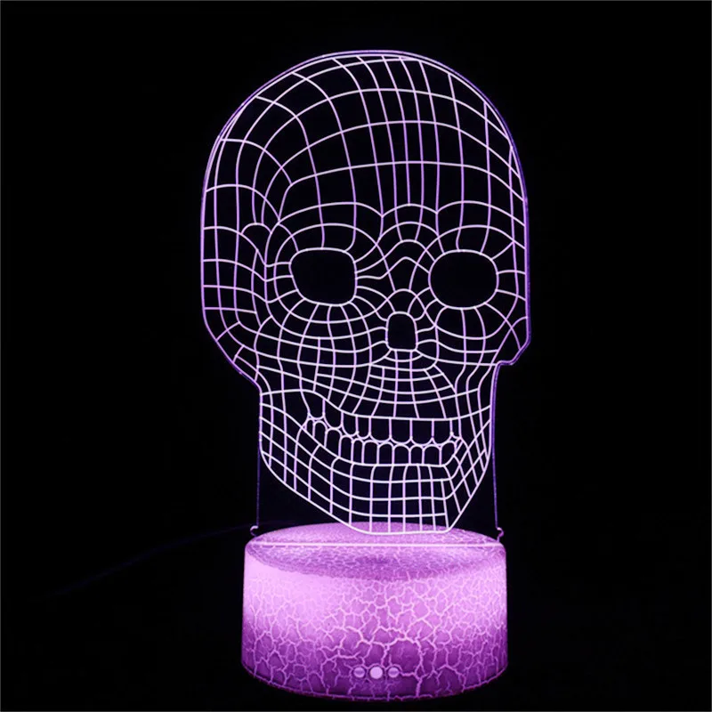 

Nighdn Skull Head 3D Visual Night Light 7 Color Changing Touch USB Acrylic Table Lamp Birthday Gift Child Nightlight Room Decor