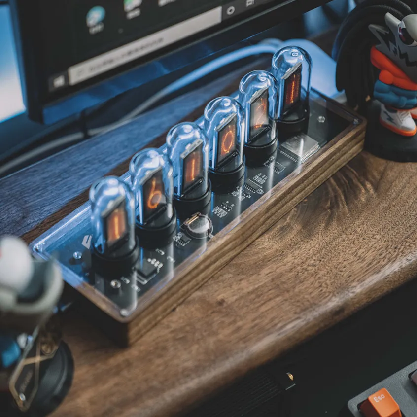 Продажа Часы-трубки Nixie Tube, набор часов, цифровой календарь, секундомер, 6 бит, ЖК-дисплей, фотография, креативное украшение для стола, подарки Дешево Часы-трубки Nixie Tube, набор часов, цифровой календарь, секундомер, 6 бит, ЖК-дисплей, фотография, креативное украшение для стола, подарки