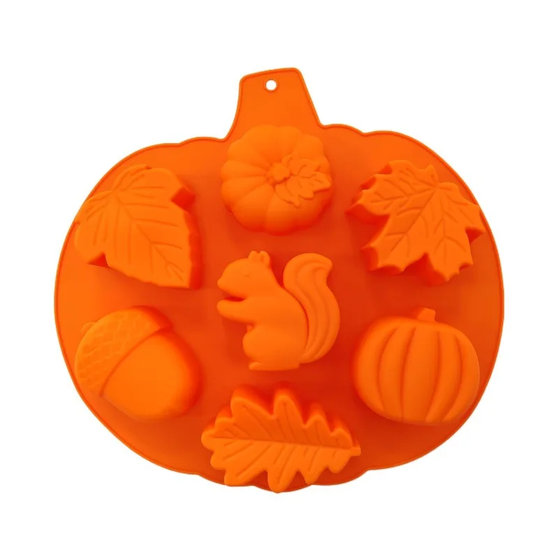 

Silicone Cake Mold Pumpkin Autumn Maple Leaf Sunflower Pine Fondant Mould Candy Chocolate Soap Cupcake Party Resin Squirrel Clay