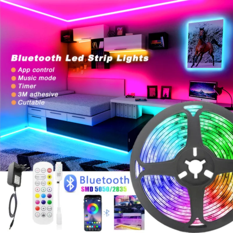 Музыкальная Светодиодная лента с Bluetooth 5 м 10 15 светодиодсветильник RGB 5050 SMD 2835 для