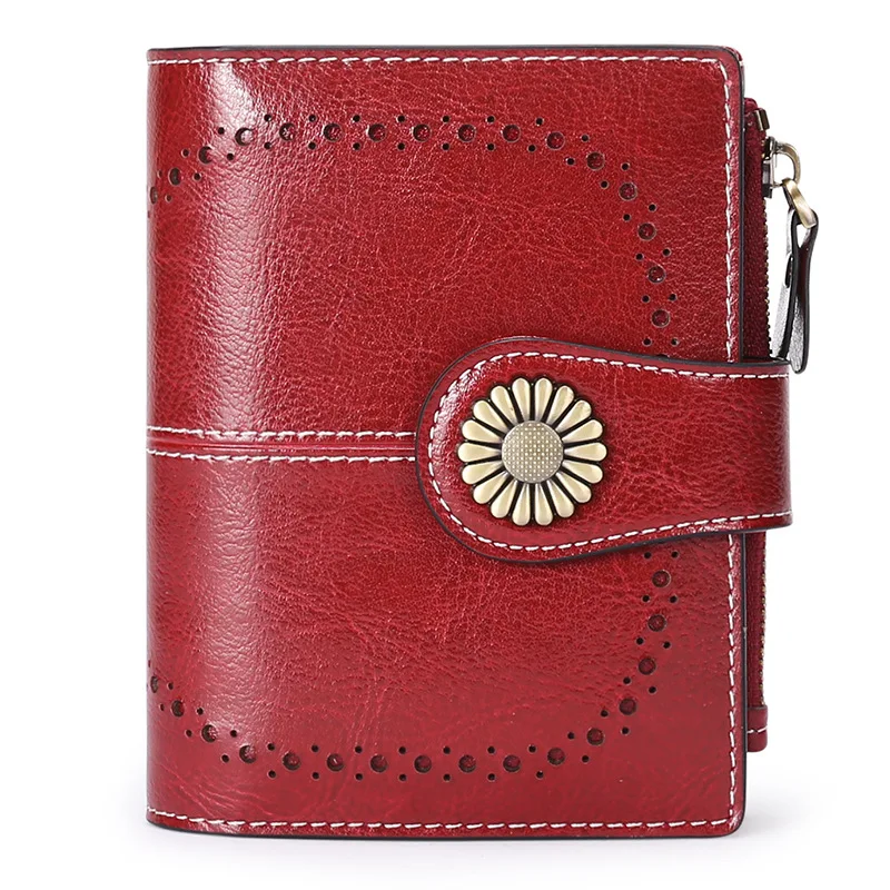 

2022 Pu Leather Women Wallets Women Purses Fashion Long Korean Oil Wax Leather Coin Purse Fashion Buckle Zipper Card Bag