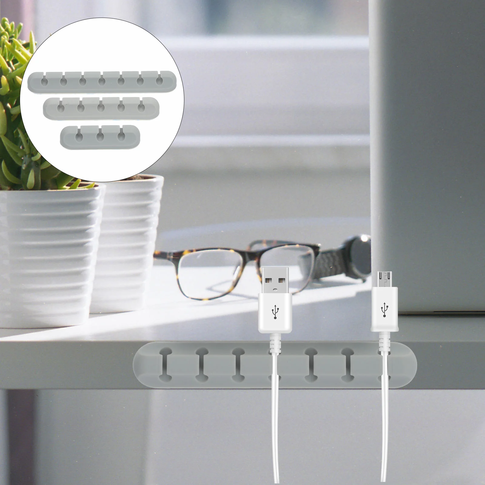 

3pcs Cable Holder Silicone Desktop Multipurpose Cord Management Organizers Cable Organizers Wire Keepers