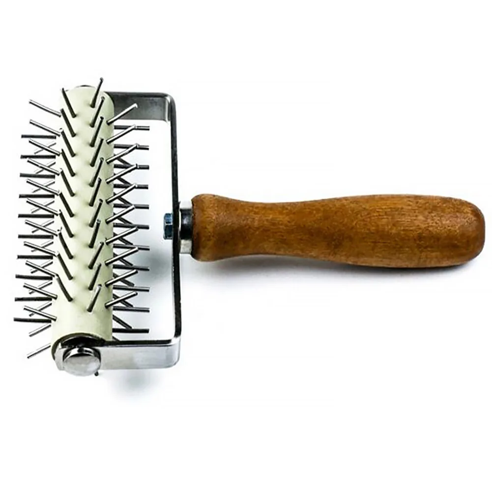 

Dough Pitter Durable Bread Stainless Steel Needle Roller Pizza Hole Puncher Wooden Handle Kitchen Tool Wheel