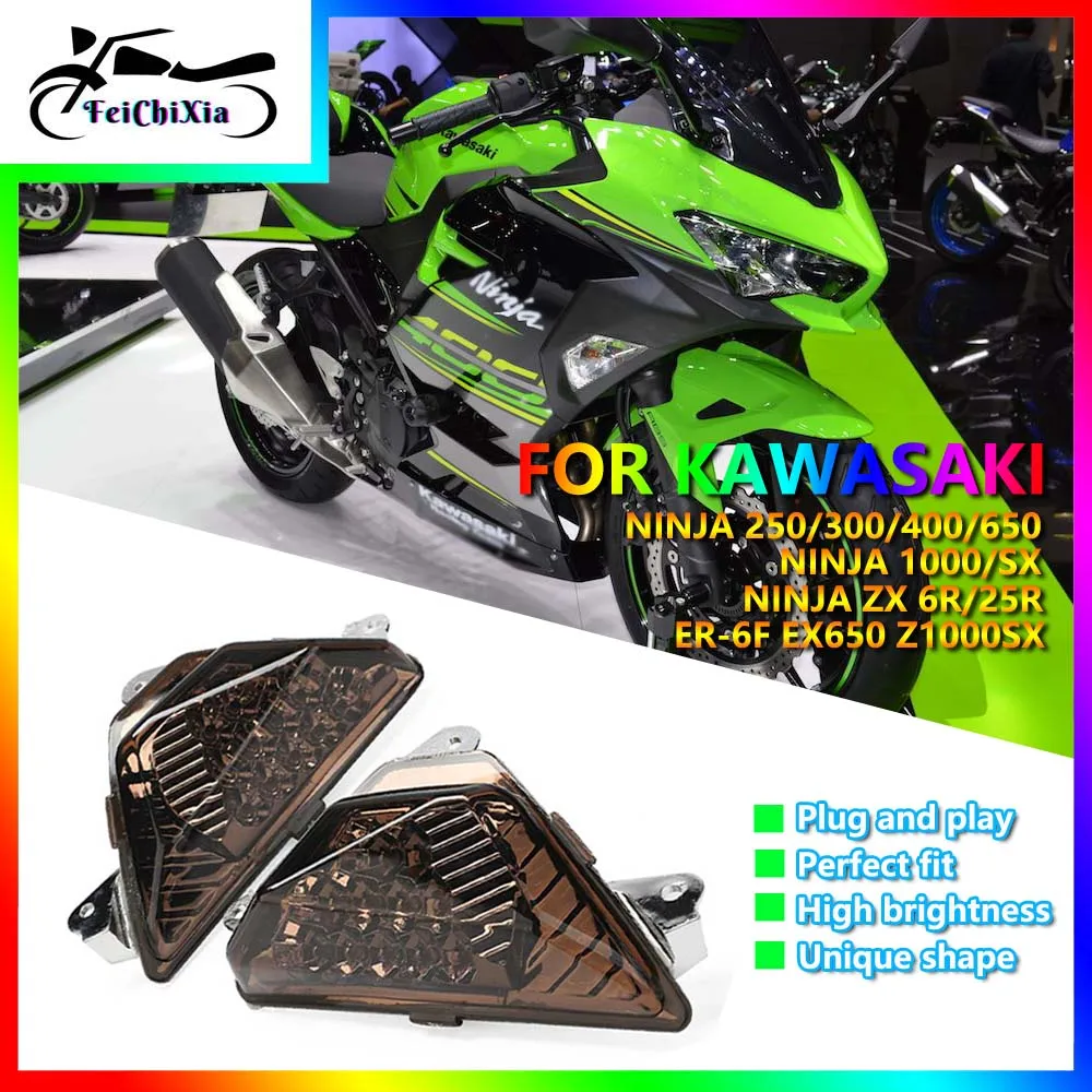 

For KAWASAKI Ninja 650 300 400 250 1000SX Z1000 SX ZX6R NINJA Motorcycle Accessories LED Turn Signal Indicator Flasher Light