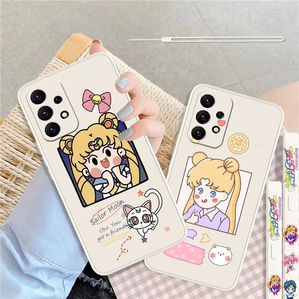 

S-Sailor Moon Girl Anime Cover For Samsung A82 A73 A72 A71 A53 A52 A52S A51 A42 A33 A32 A31 A23 A22 A21S A21 A13 Case Fundas