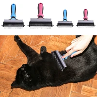 professional dog comb rake dogs cats pet grooming brush dematting safe double sided comfortable handle deshedding tool