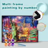 gatyztory picture by number new york city landscape diy multi aluminium frame paint by number on canvas gift handicraft