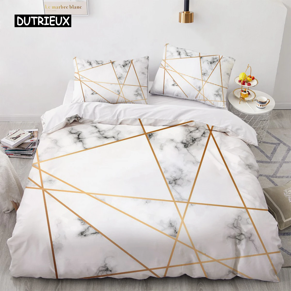 

Простые мраморные комплекты постельного белья, пододеяльник в европейском и американском стиле, женское украшение с геометрическим рисунком